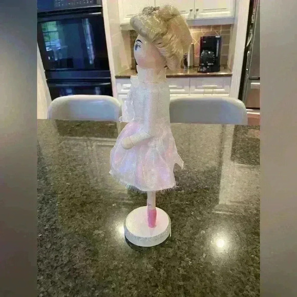 Wooden nutcracker ballerina pink white clothing blond hair tiara 14.5 inches - Picture 5 of 10